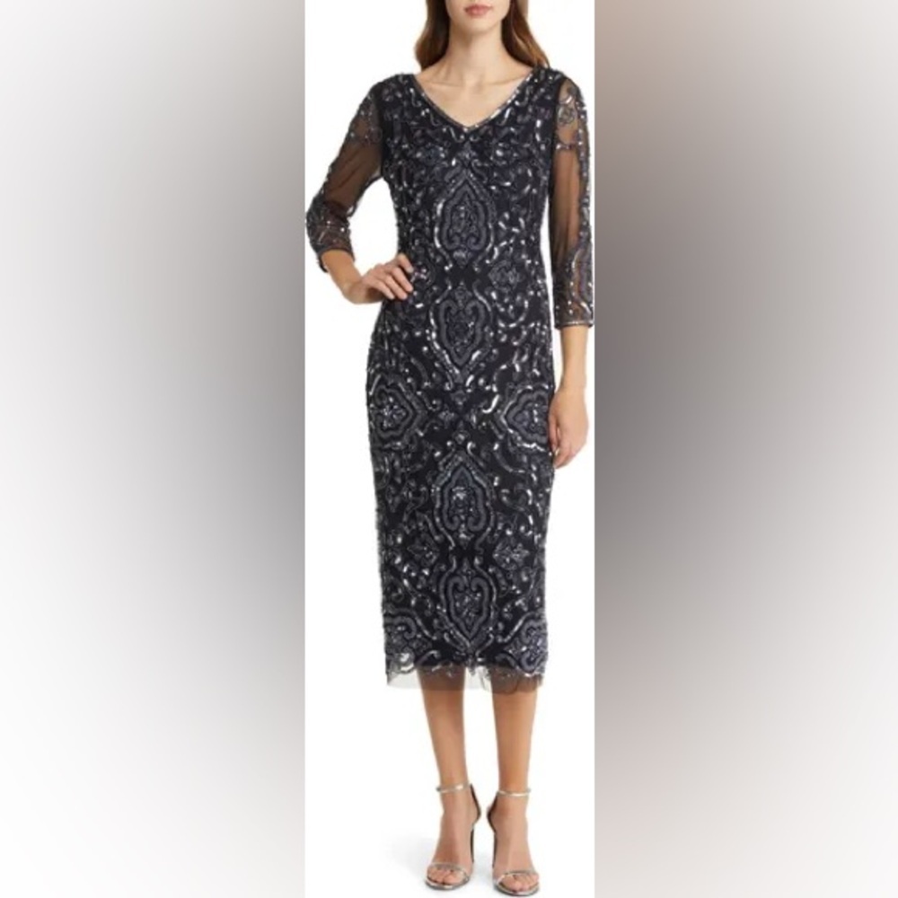 Pisarro Nights Sequin & Beaded Cocktail Sheath Dress